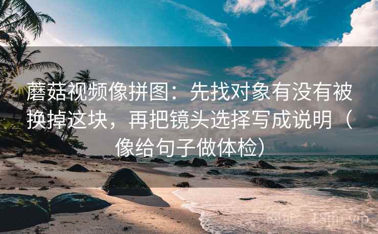 蘑菇视频像拼图：先找对象有没有被换掉这块，再把镜头选择写成说明（像给句子做体检）